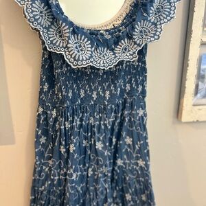Blue Lace Trim Dress